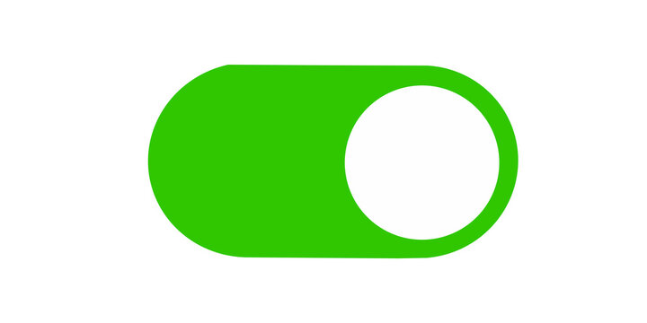 Green toggle switch slider button icon for active interface settings.