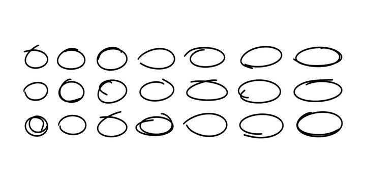 Black hand drawn circle highlighter elements for marking text segments.
