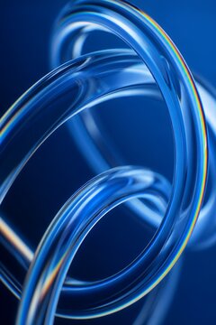 Spiral Clear Glass Tube Close Up with Spectral Prism Highlights