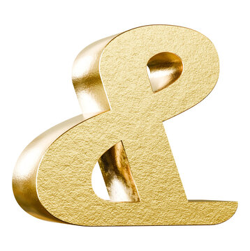 Textured gold ampersand symbol 3D render