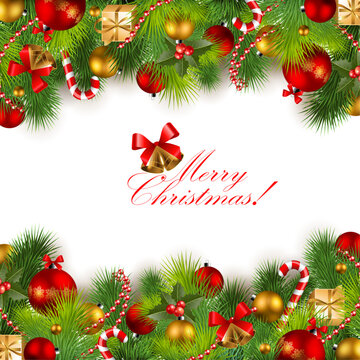 Merry Christmas greeting with festive garland