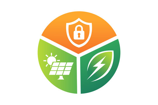 Eco security green energy vector logo concept with solar panel leaf and shield icon transparent background