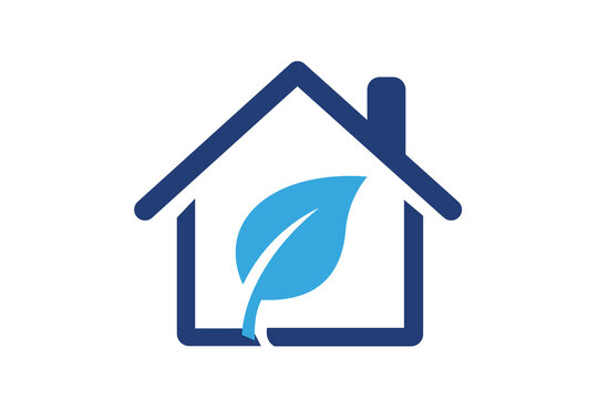 Eco house vector icon with leaf symbol for sustainable architecture and green energy, transparent background