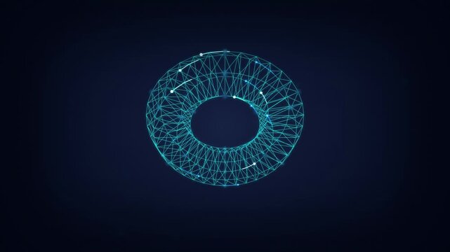 Torus wireframe spinning seamless loop motion background