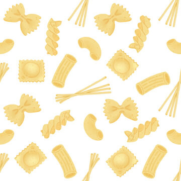 Hand drawn pasta seamless pattern