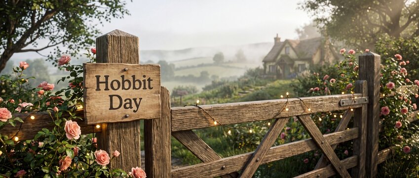 Celebrating hobbit day with a rustic garden scene