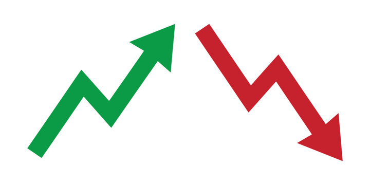 Up and down arrow icons showing increase and decrease trend isolated on white background, Vector, illustration