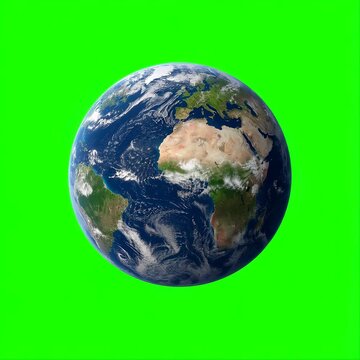 Earth Isolated on Green Background