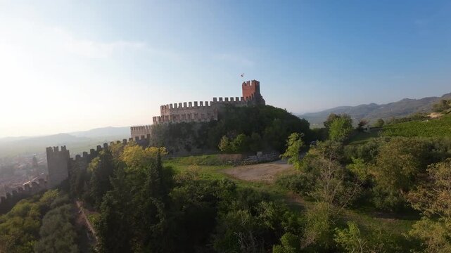 Medieval Castle on Hill Aerial View