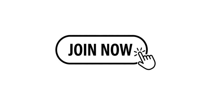 Join now button with hand cursor icon for web design and online registration.