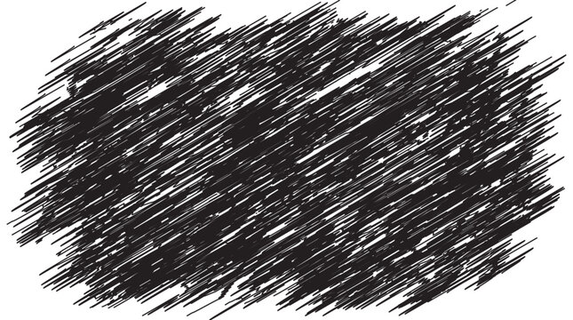 black scribble texture design element with rough lines isolated on transparent background