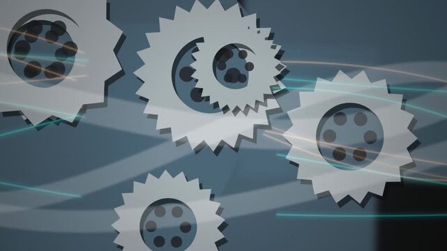 Flat vector gear cogwheel rotating seamless loop motion background
