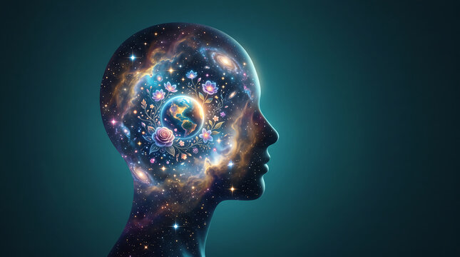 Abstract illustration of human mind and brain for mental health awareness and world mental health day concepts
