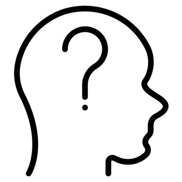 human head with question mark icon