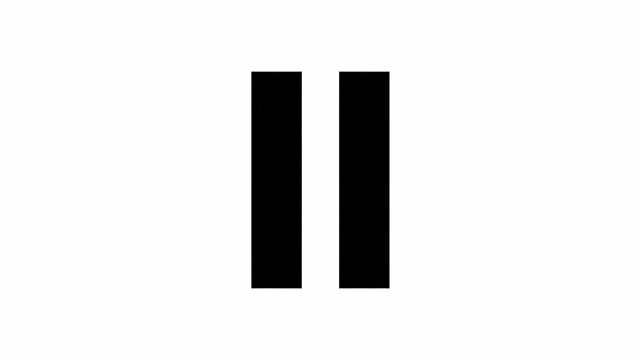 Minimalist pause button symbol animation transforming into vertical black bars in this smooth high quality motion design video footage clip