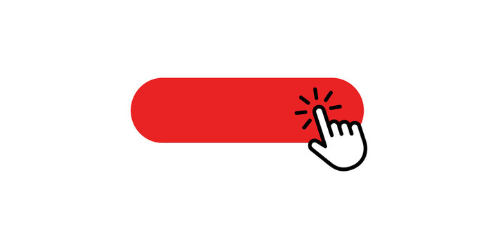 Red button with click hand icon indicating action on transparent background.