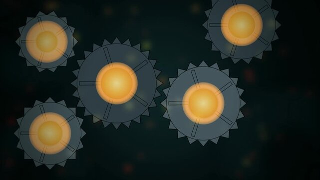 Stylized mechanical gears rotating seamless loop motion background