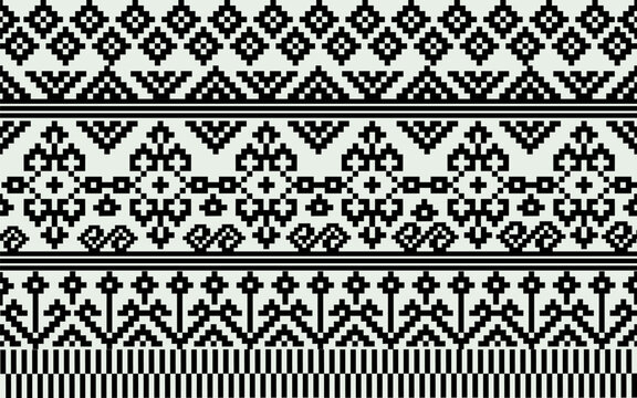 Monochrome geometric tribal border pattern
