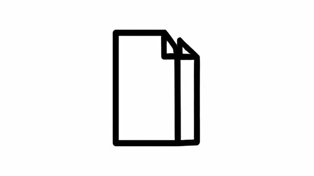 Document page icon animation showing a simple digital paper sheet design moving in a clean minimalist motion graphic video style