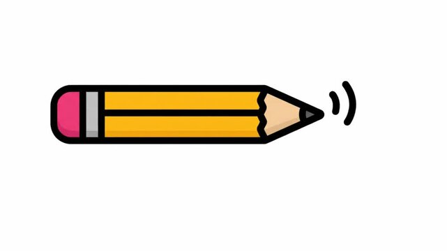 Yellow pencil character animated footage showing smooth motion for creative design projects featuring sharp lead against plain white background style