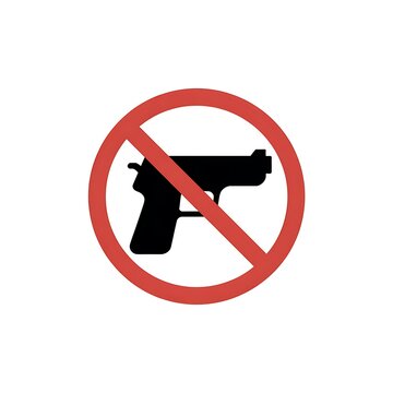 No guns allowed sign with a black handgun icon