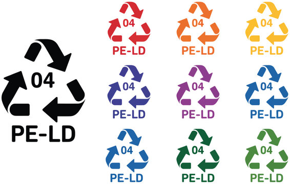PE-LD Plastic Recycling Code Icon featuring recyclable packaging symbol for waste sorting, environmental awareness, plastic identification, vector, designs