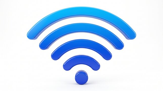 Wifi Symbol: A modern, blue wifi symbol representing wireless internet connection, symbolizing connectivity and digital access in a clean, sleek design.