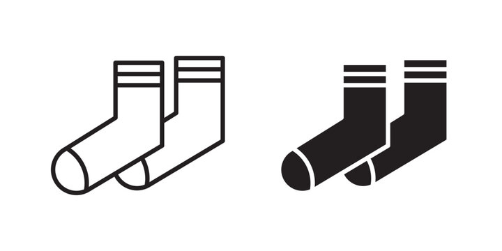 Women socks icon flat outline in black