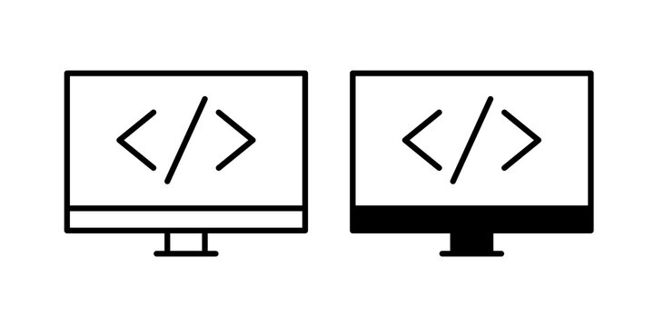 Web development icon flat outline in black