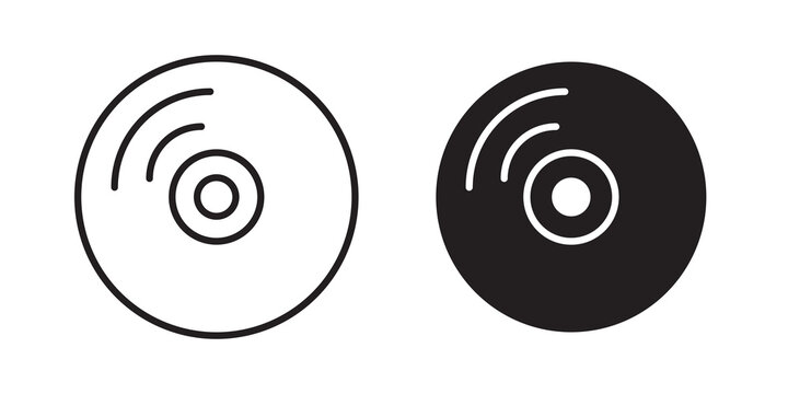 Vinyl icon flat outline in black