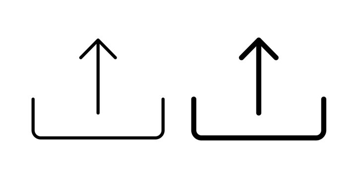 Upload icon flat outline in black