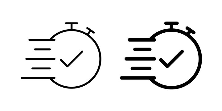 Time fast icon flat outline in black