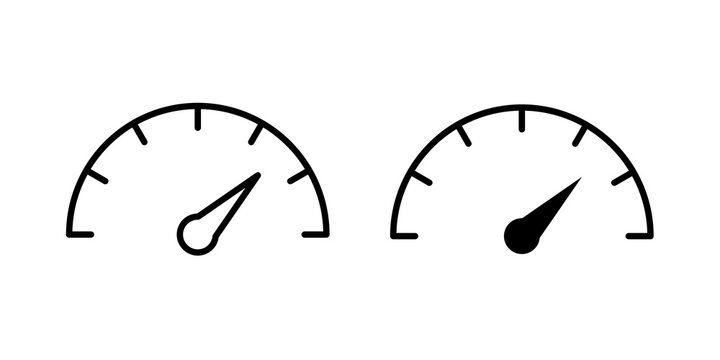 Speedometer icon flat outline in black
