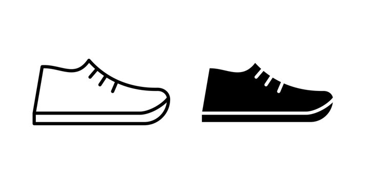 Shoes icon flat outline in black