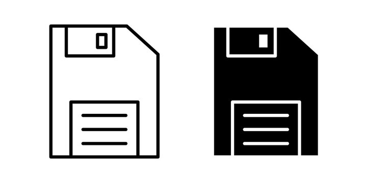 save button icon flat outline in black