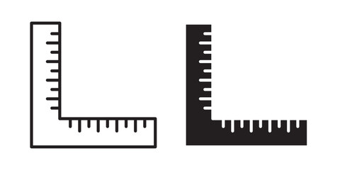 Fototapeta premium Ruler combined icon flat outline in black