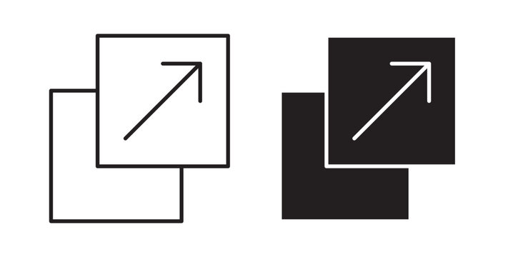 Resize icon flat outline in black
