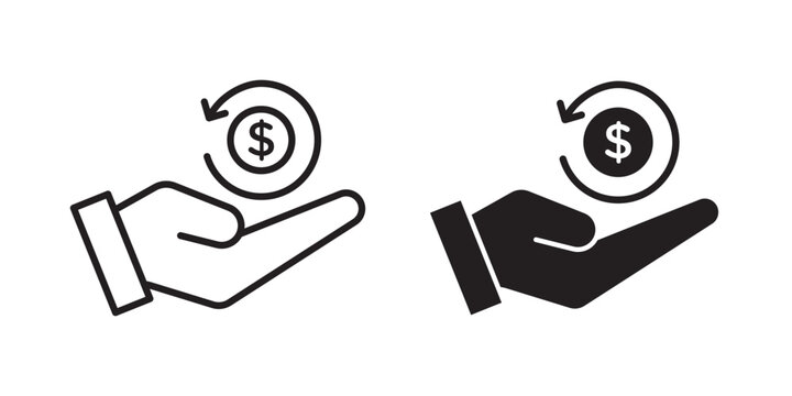 Refund icon flat outline in black