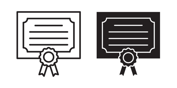 Qualification icon flat outline in black