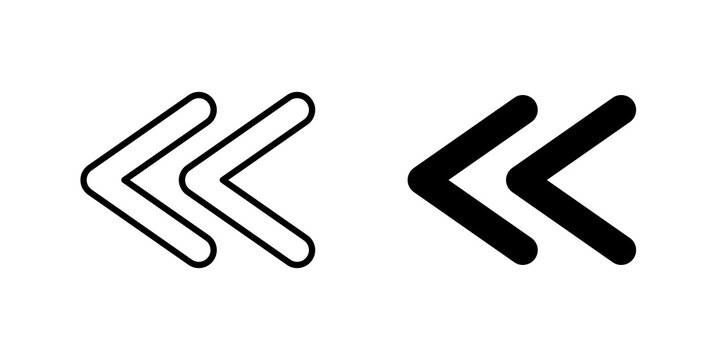 Previous arrow icon flat outline in black