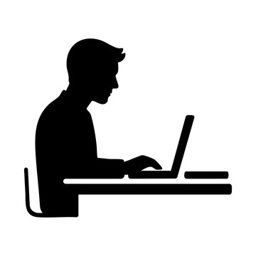 silhouette vector Person at desk / Laptop
