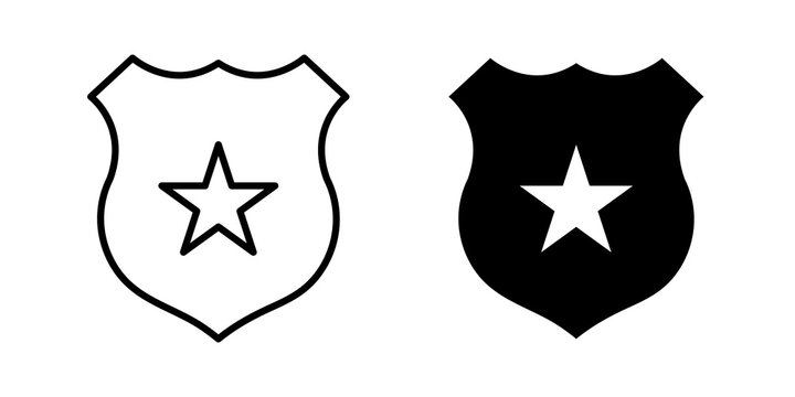 Police icon flat outline in black