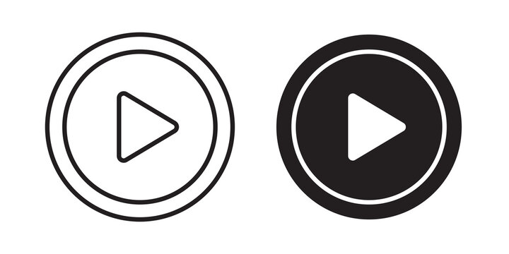 Play icon flat outline in black