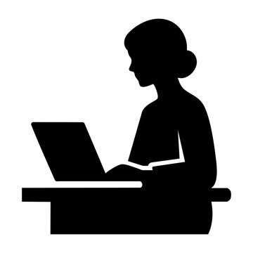 Vector silhouette of a person at a desk