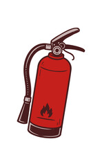 Obraz premium Red fire extinguisher vector illustration in hand drawn style