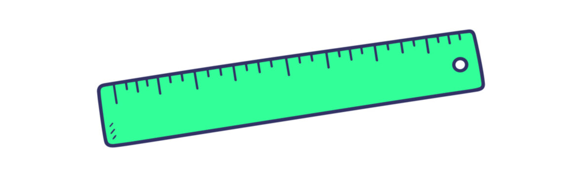 Green School Ruler Illustration with Purple Markings