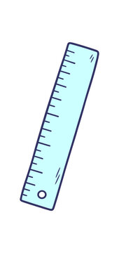Hand drawn blue ruler illustration isolated on white