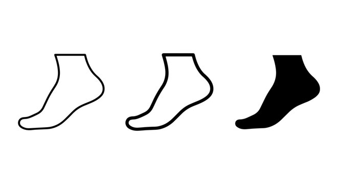 Ankle Socks Vector Icons, Footwear Silhouette Set, Simple Clothing Graphics