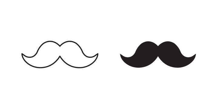 Moustache icon flat outline in black