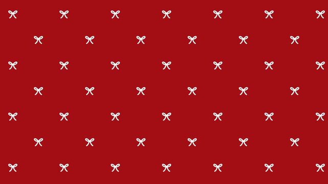 Red festive gift box pattern with repeating small white bows for wrapping paper design